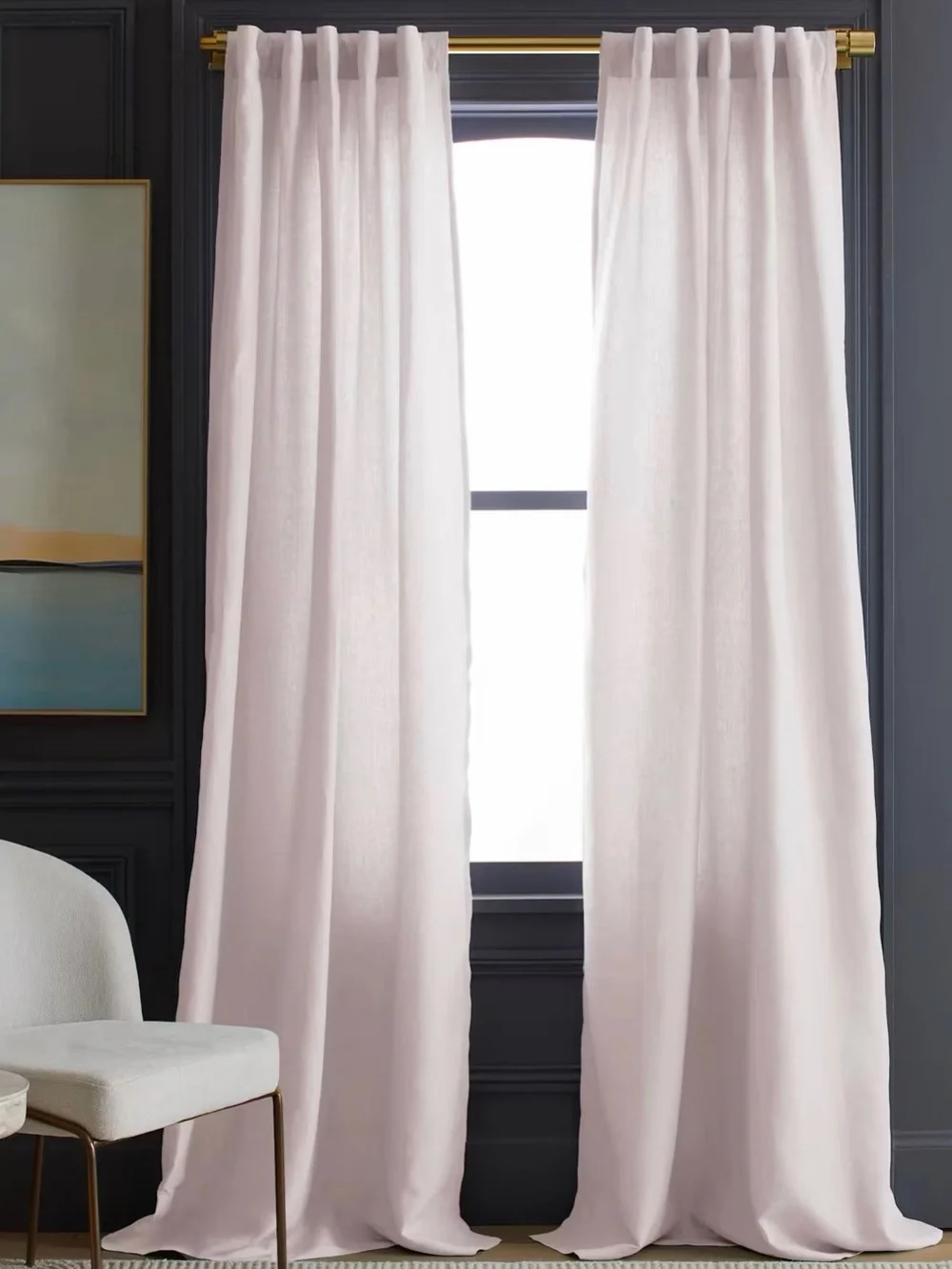 European Linen Curtain - Single Panel Blush - Size 48 x 96